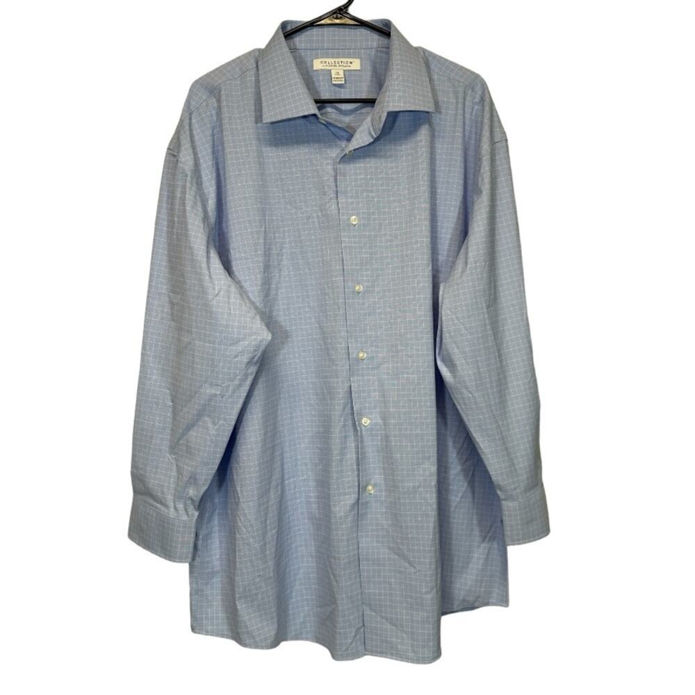 Michael Strahan Light Blue Striped Long Sleeve Button Down Shirt Size 18 FLAWED